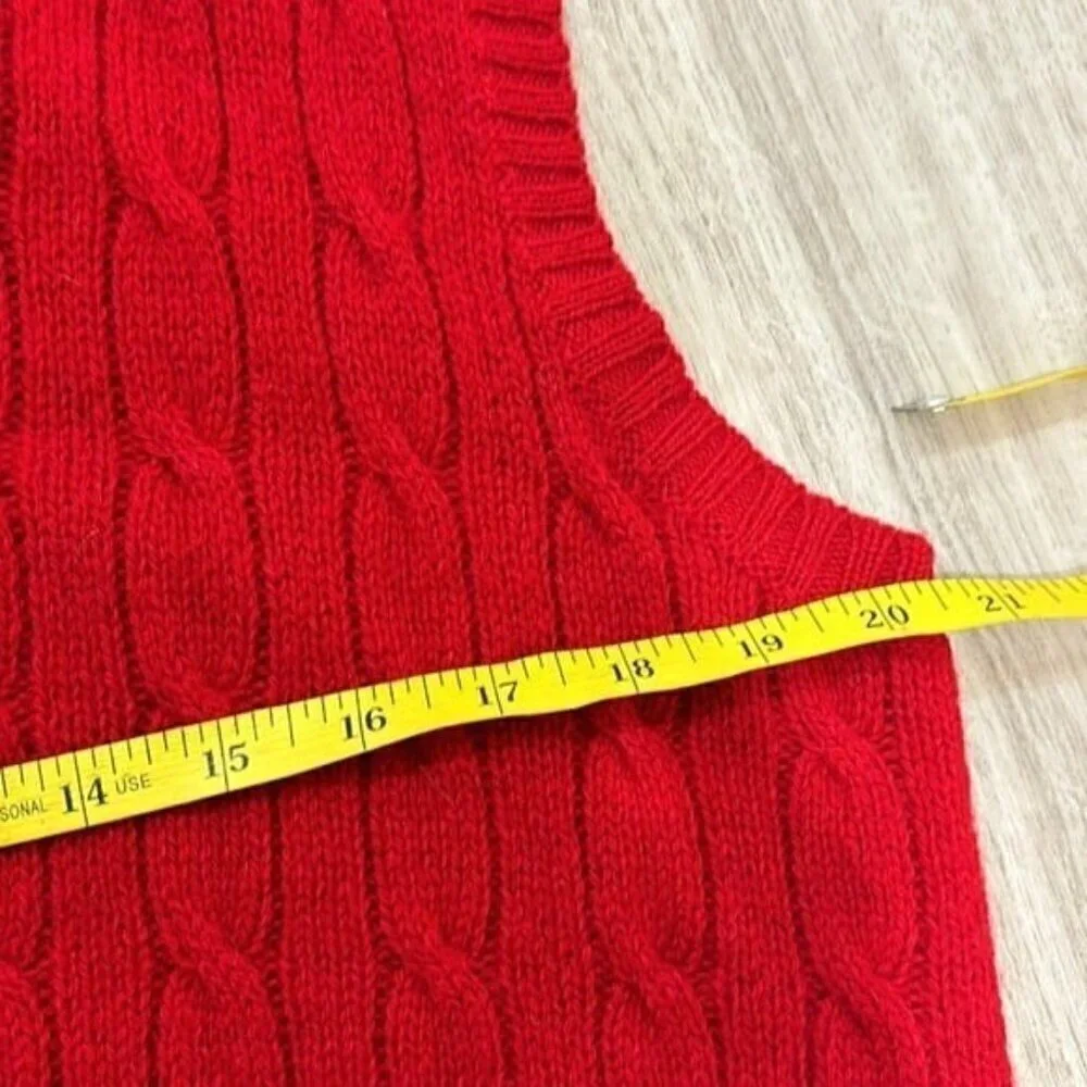 Polo Ralph Lauren v neck red 100% wool vest men flawed  size large
